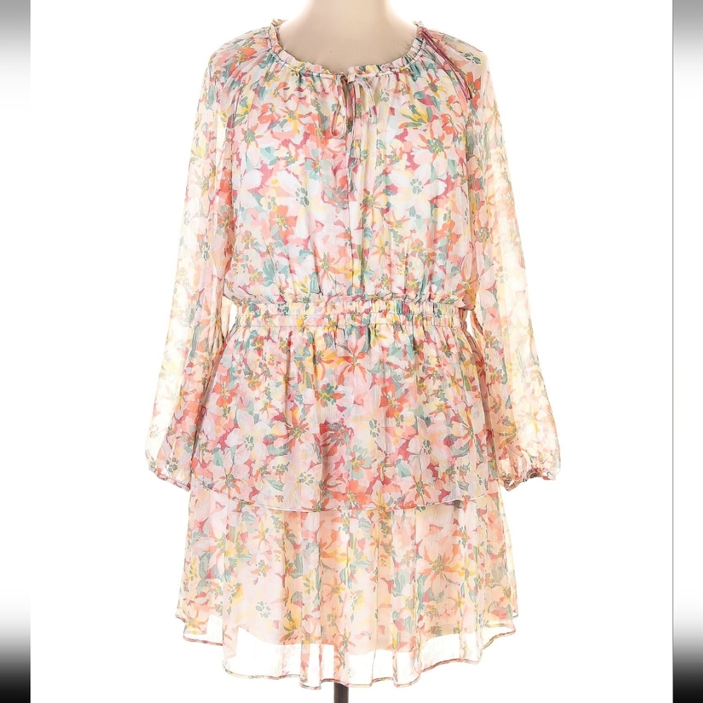 Lauren Conrad Pastel Floral Long Sleeve Size XXL Dress